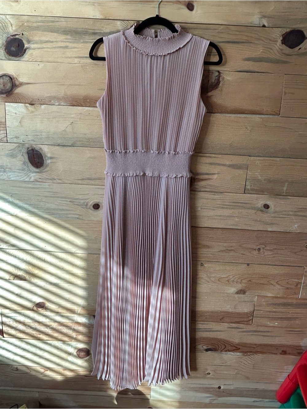 Nanette Lepore Sleeveless Pleated Midi Dress in Dusty Pink